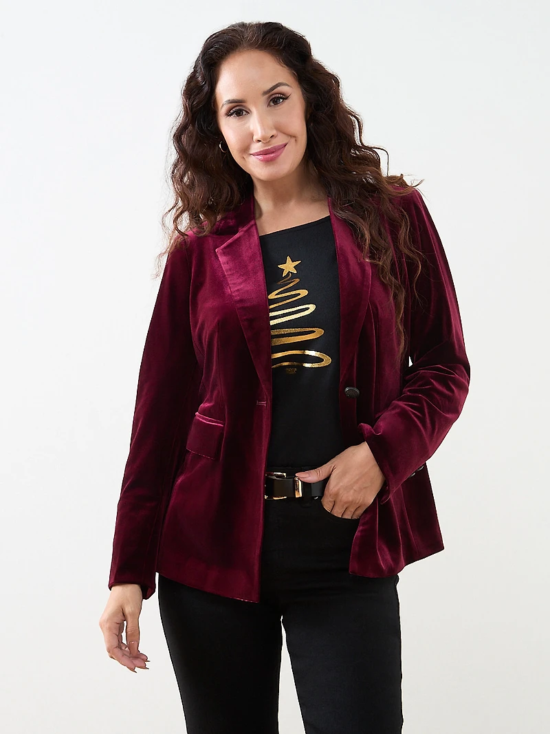 Petite Ruby Velvet Blazer