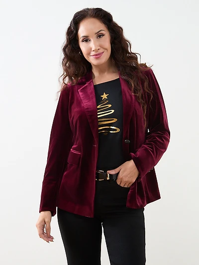 Petite Ruby Velvet Blazer
