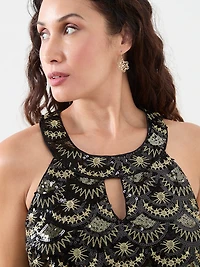 Petite Sequin Halter Blouse