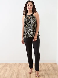 Petite Sequin Halter Blouse