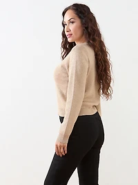 Petite Short Gold Metallic Sweater Jacket