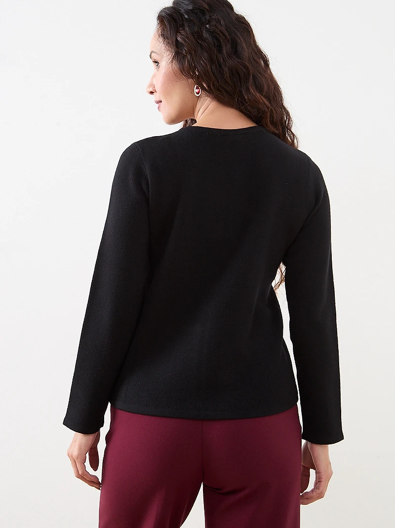 Petite Short Length Zip-Front Sweater