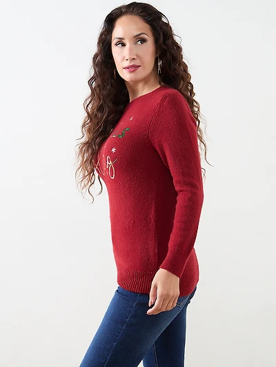 Petite Sleigh Bells Holiday Crew Neck Sweater