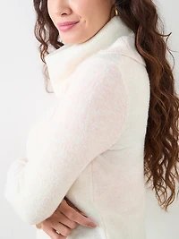 Petite Space Dye Cowl Neck Pullover