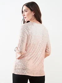 Rose-Gold Ombre Sequin Top