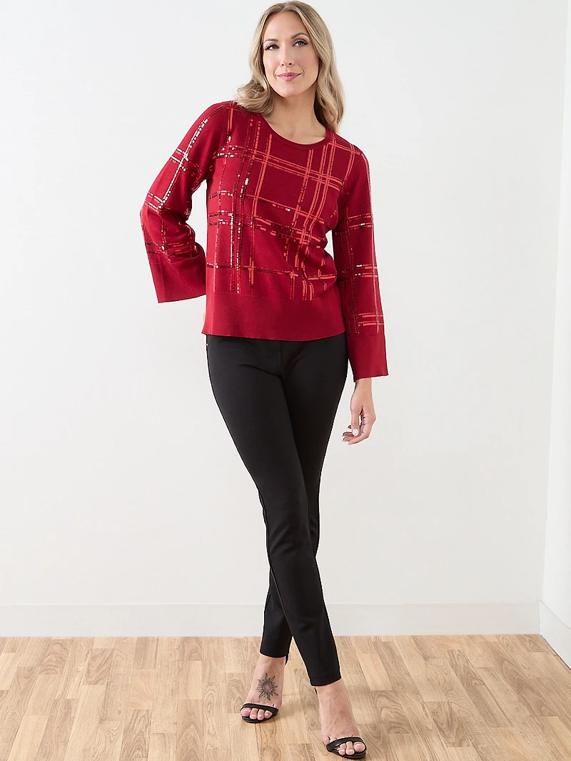 Sequined Windowpane Sweater