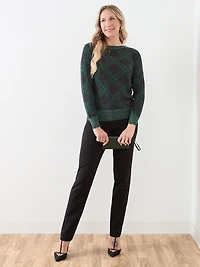 Shimmering Plaid Boatneck Sweater