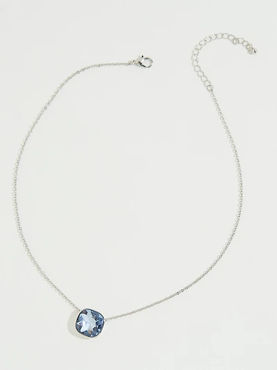 Short Silver Necklace with Genuine Crystal