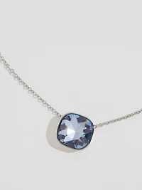 Short Silver Necklace with Genuine Crystal