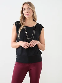 Sleeveless Lightweight Knit Banded Top