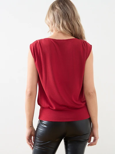 Sleeveless Lightweight-Knit Banded Top