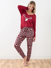 Traditional Deer Screen Print PJ Set