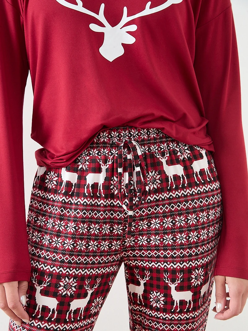 Traditional Deer Screen Print PJ Set