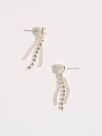 Crystal and Silver Chain Drop Earrings