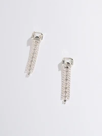 Crystal and Silver Chain Drop Earrings