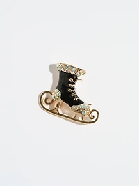 Crystal-Inlaid Victorian Skate Brooch