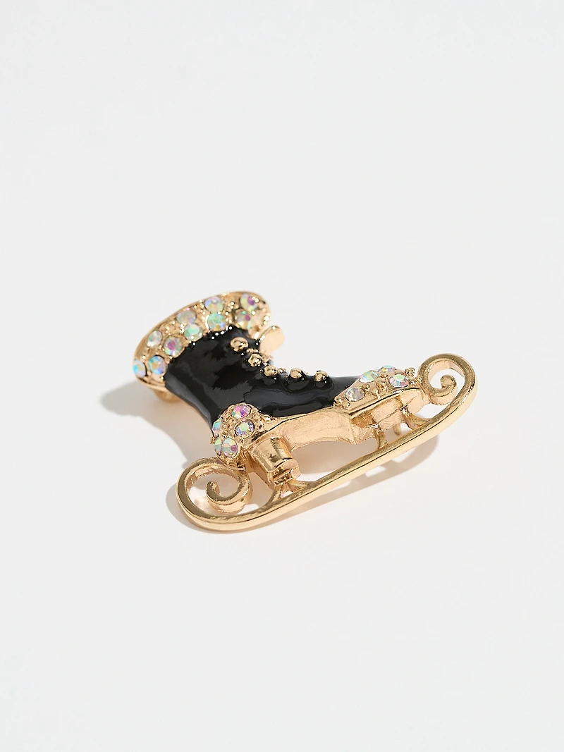 Crystal-Inlaid Victorian Skate Brooch