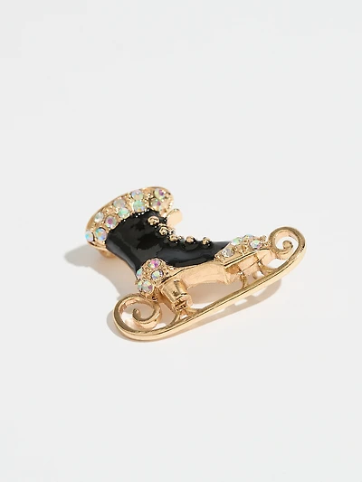 Crystal-Inlaid Victorian Skate Brooch