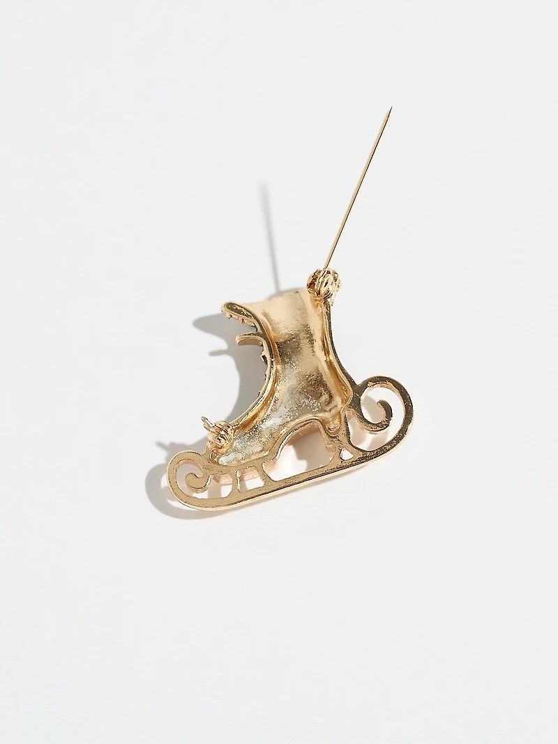 Crystal-Inlaid Victorian Skate Brooch