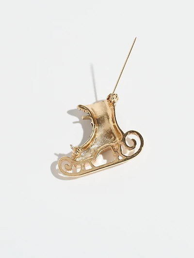 Crystal-Inlaid Victorian Skate Brooch