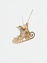 Crystal-Inlaid Victorian Skate Brooch