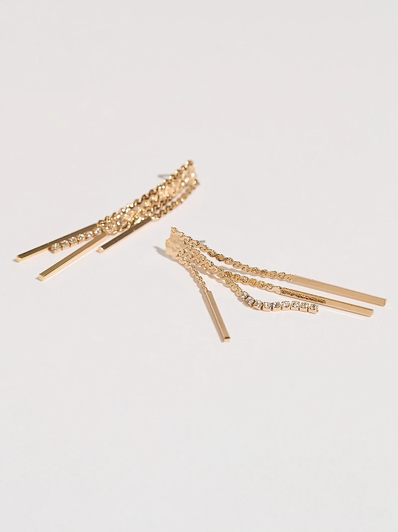 Gold and Crystal Fringe Earrings