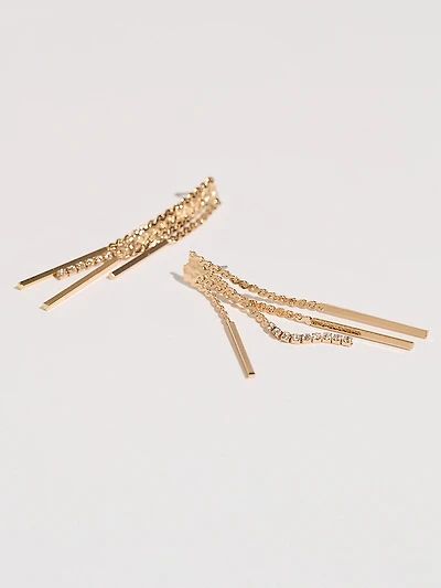 Gold and Crystal Fringe Earrings