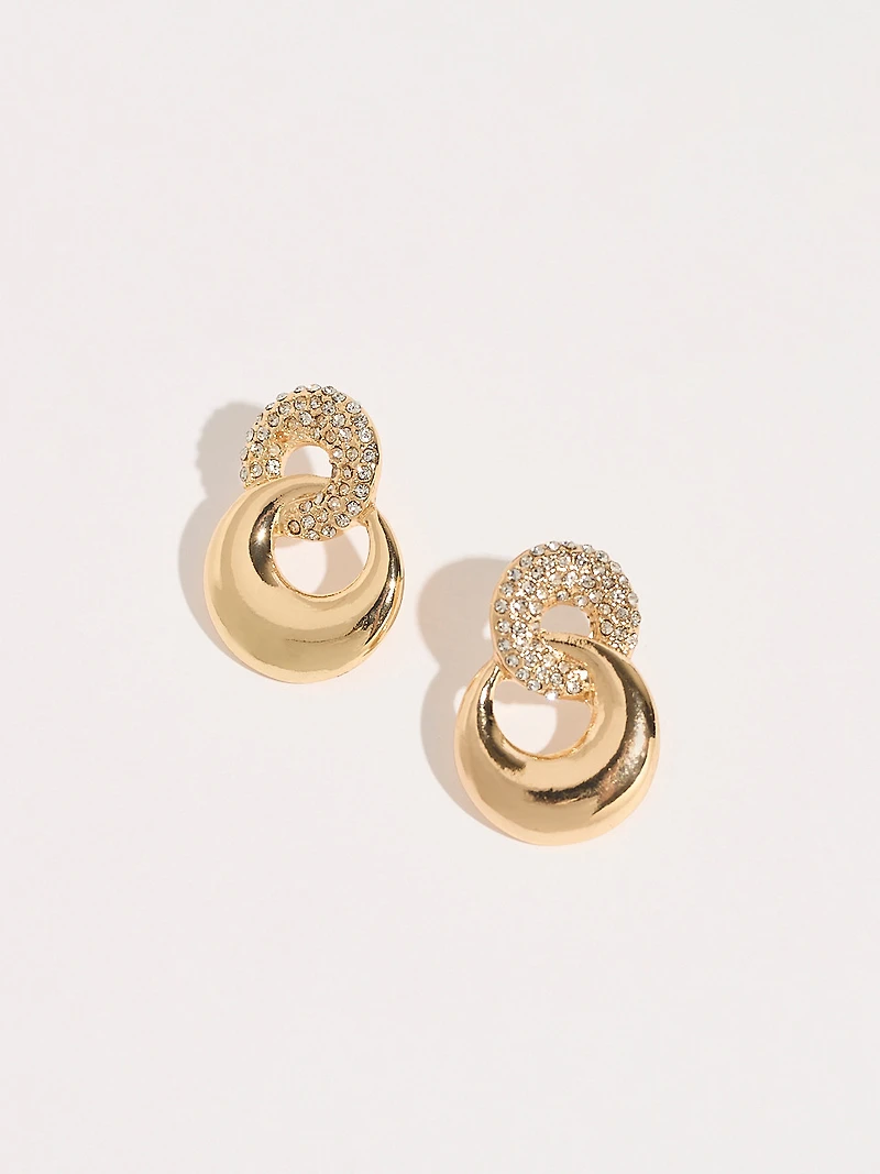 Gold and Crystal-Pave Earrings