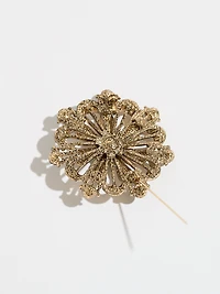 Gold and Green Gem Round Brooch