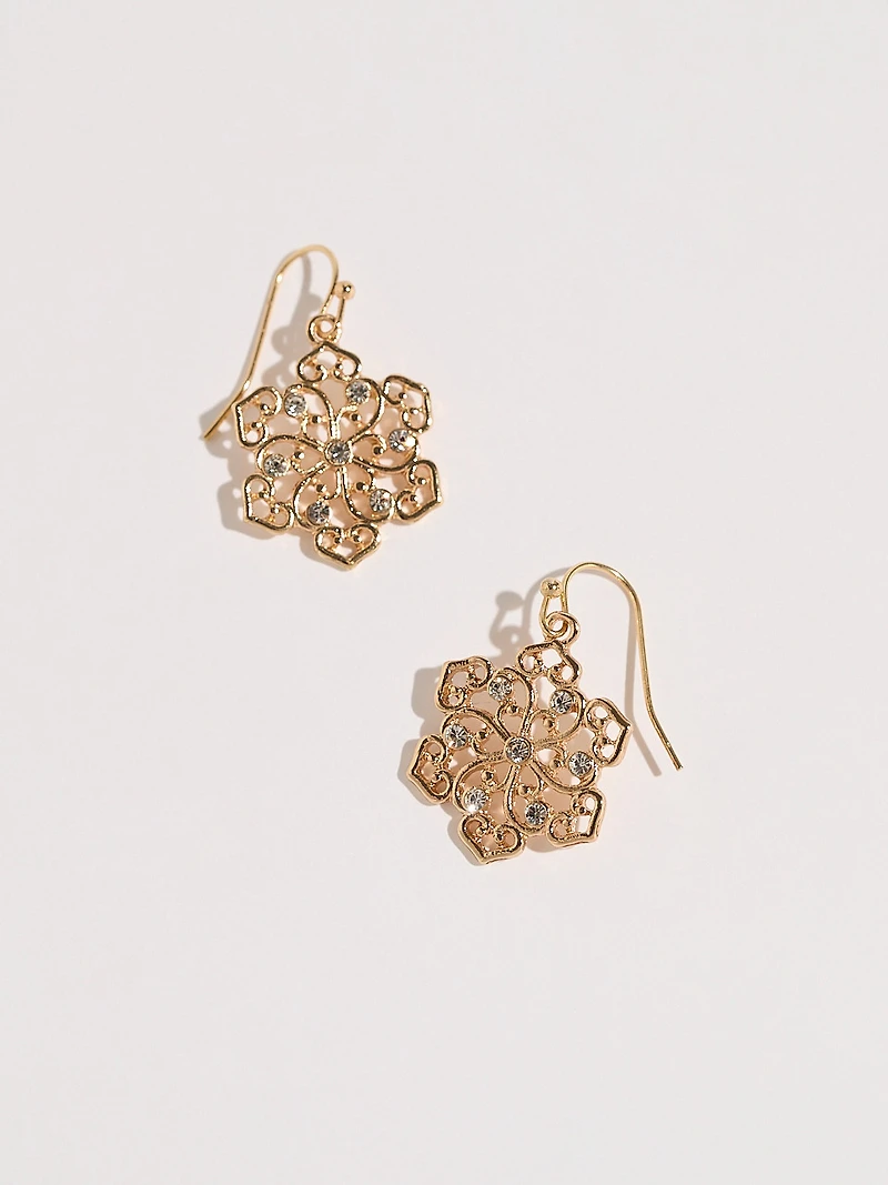 Gold Crystal Snowflake Earrings