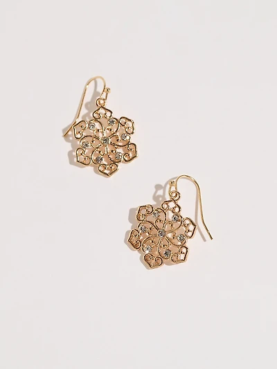 Gold Crystal Snowflake Earrings