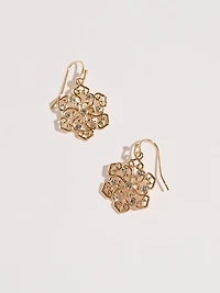 Gold Crystal Snowflake Earrings