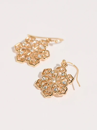 Gold Crystal Snowflake Earrings