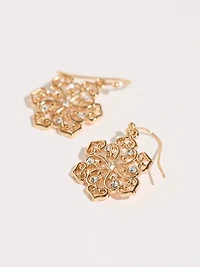 Gold Crystal Snowflake Earrings