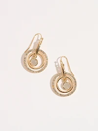 Gold Round Circles with Crystals Earrings