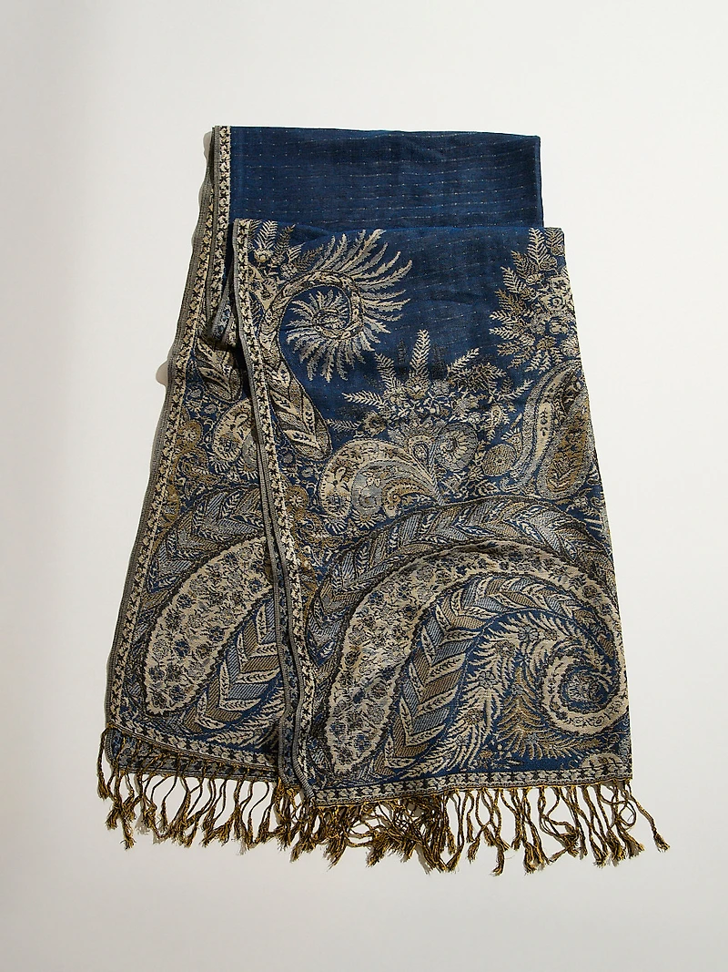 Large Blue Paisley Pashmina Scarf