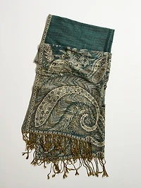 Large Green Paisley Pashmina Scarf