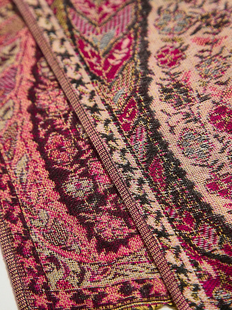 Large Magenta Paisley Pashmina Scarf