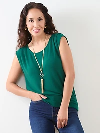 Long Gold Multi-Strand Necklace with Stone & Tassel