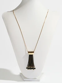 Long Gold Necklace with Chain Tassel