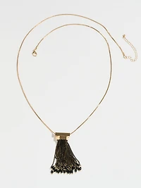 Long Gold Necklace with Chain Tassel