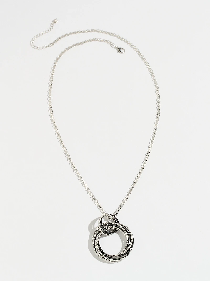 Long Mixed Metal Circle Pendant Necklace