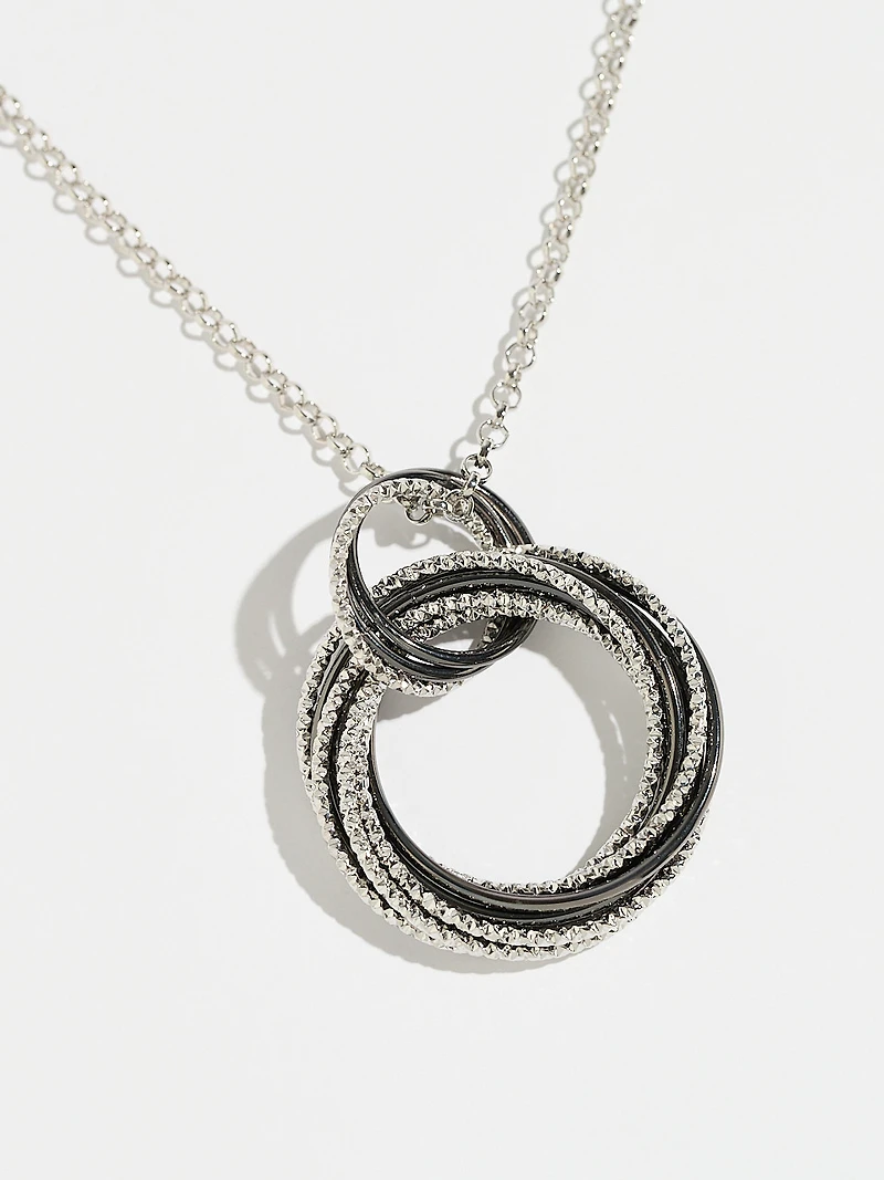 Long Mixed Metal Circle Pendant Necklace