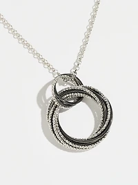 Long Mixed Metal Circle Pendant Necklace