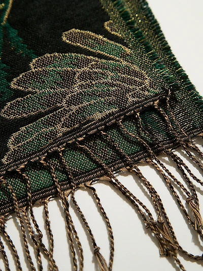 Lurex Emerald Floral Scarf