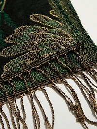 Lurex Emerald Floral Scarf
