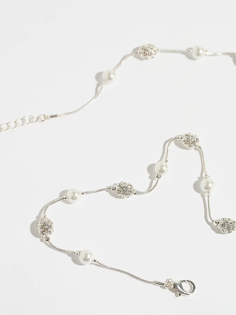 Pearl & Fireball Short Silver Necklace