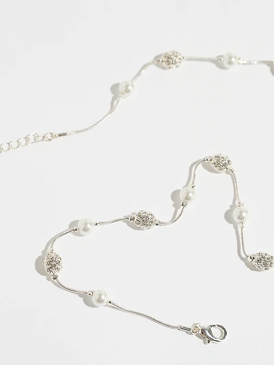 Pearl & Fireball Short Silver Necklace