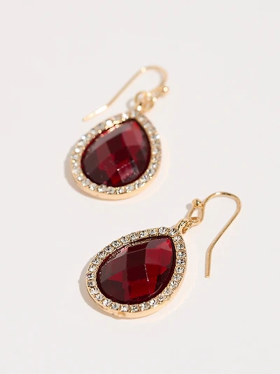 Pear-Shaped Ruby and Crystal Drop Earrings