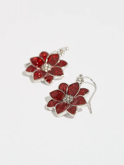 Red Pointsettia Drop Earrings